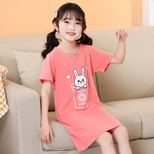 女童睡裙纯棉夏季薄款小女孩睡衣
