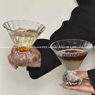 高级感ins圆球矮脚三角杯鸡尾酒杯香槟杯加厚玻璃果汁咖啡杯酒杯