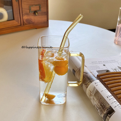 方形玻璃杯带把手家用简ins