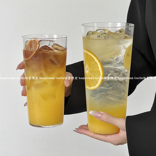 简约家用大容量玻璃杯轻薄杯子柠檬水杯奶茶杯咖啡杯果汁杯饮品杯