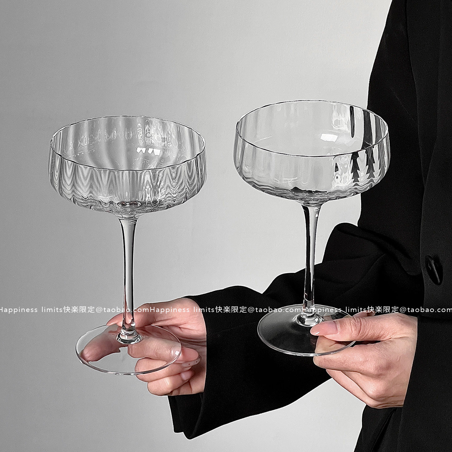 小众法式高级ins创意玻璃高脚杯起泡酒杯香槟杯酒吧鸡尾酒杯子