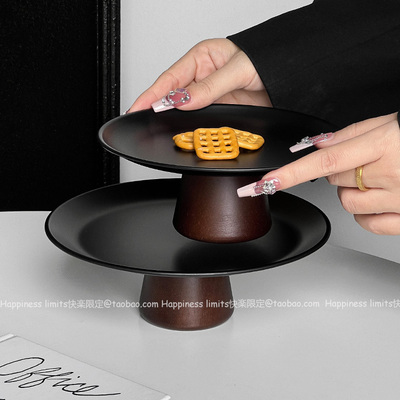 中式高脚盘水果盘客厅家用零食摆放盘糖果盘茶点甜品盘下午茶托盘