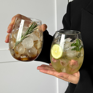 ins网红餐厅日式 颜值杯椭圆玻璃杯慕斯杯蛋型杯 思慕雪饮料果汁杯