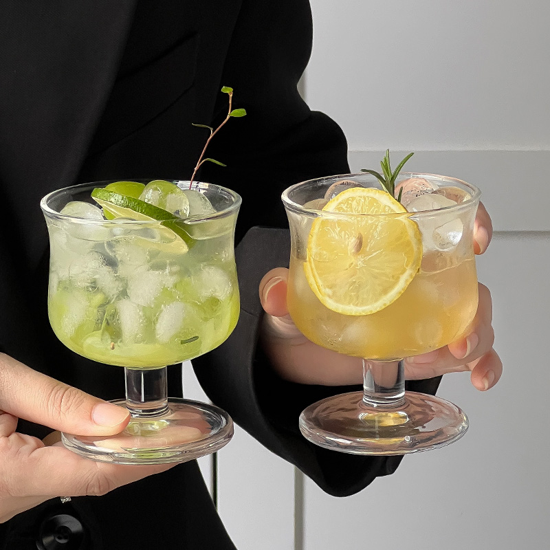 小众ins风复古玻璃矮脚杯冰美式