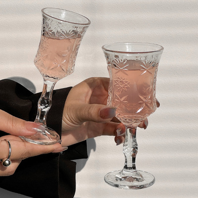 ins可爱杯子喇叭透明玻璃高脚杯