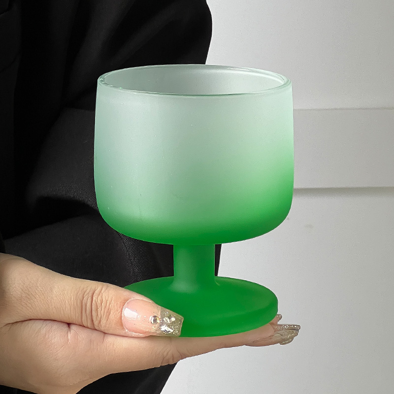 磨砂质感绿色矮脚杯轻奢高端小众