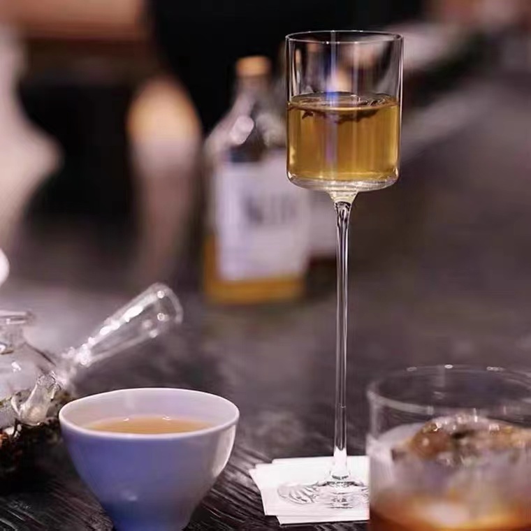 网红ins复古鸡尾酒杯 创意水晶高脚杯直筒杯香槟杯酒吧清吧酒杯