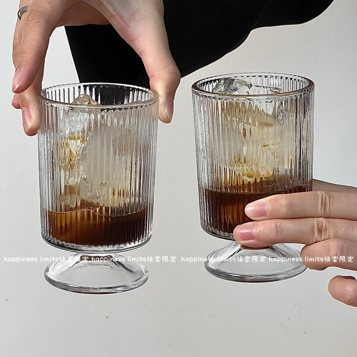 创意条纹直筒果汁杯氛围感