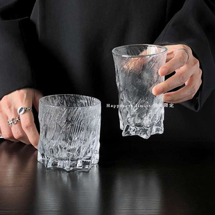 ins风高级感玄冰杯创意高颜值冰川纹威士忌酒杯洋酒杯咖啡杯水杯
