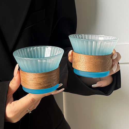 渐变蓝轻奢简约高颜值玻璃杯