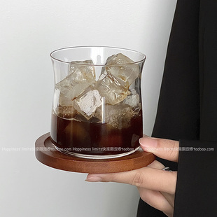 ins咖啡店冷萃杯玻璃杯拿铁杯冰美式 咖啡杯饮品杯洋酒威士忌酒杯
