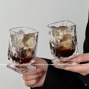 设计感小众矮脚玻璃杯牛奶咖啡杯果汁杯鸡尾酒杯水杯高级感冷萃杯