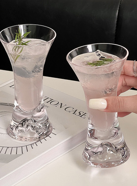 高颜值收腰观山杯ins风水晶玻璃杯果汁杯香槟杯鸡尾酒杯冷饮杯子