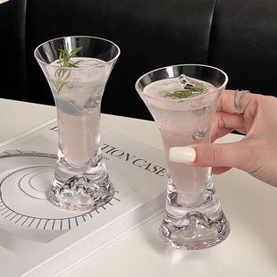 高颜值收腰观山杯ins风水晶玻璃杯果汁杯香槟杯鸡尾酒杯冷饮杯子