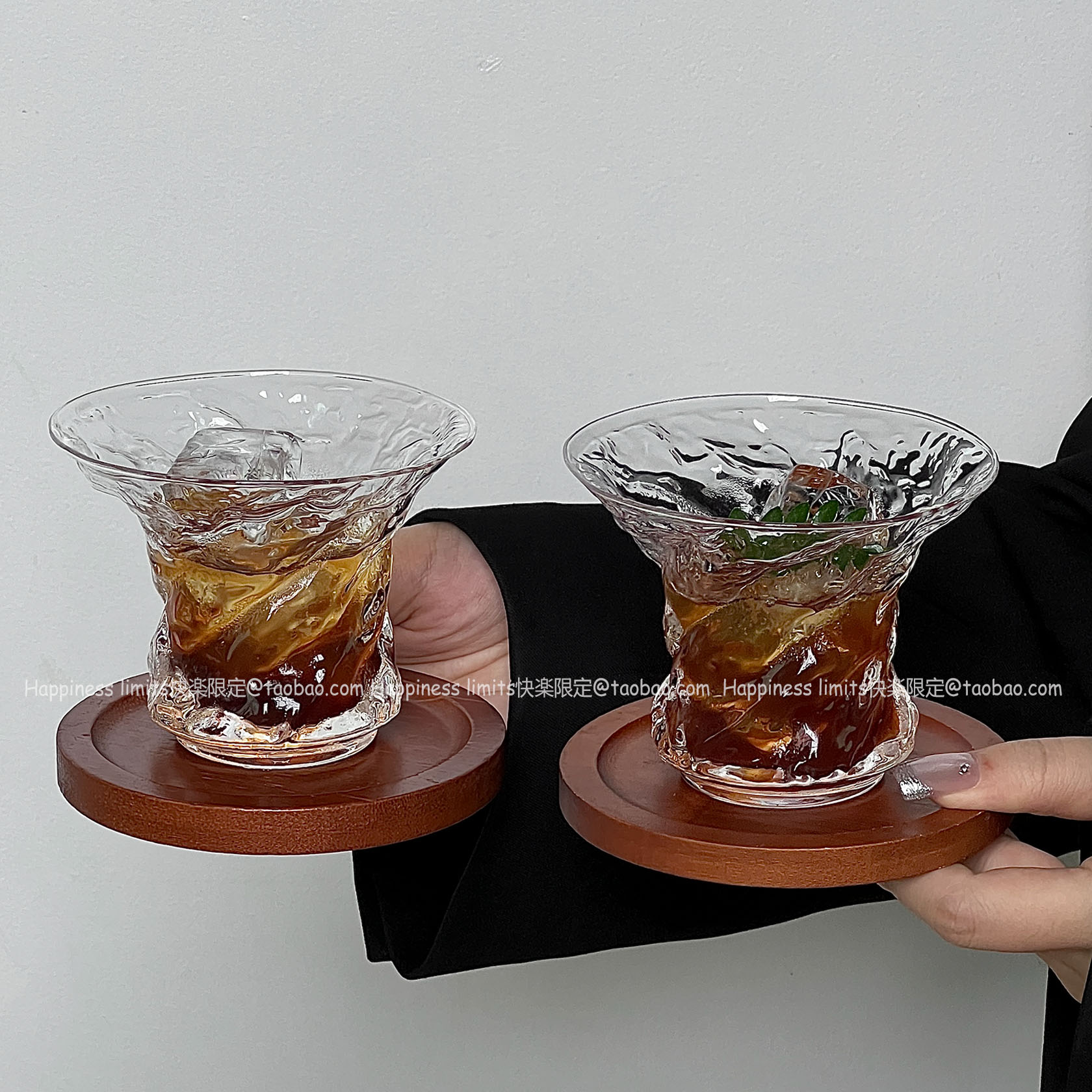 小众高级感轻薄折纹反口玻璃水杯