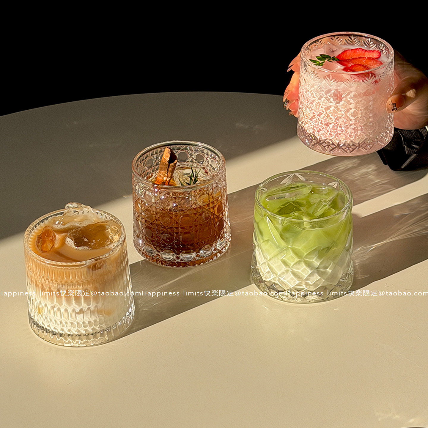 复古果汁杯玻璃水杯高级感威士忌酒杯咖啡杯饮品杯轻奢高档洋酒杯