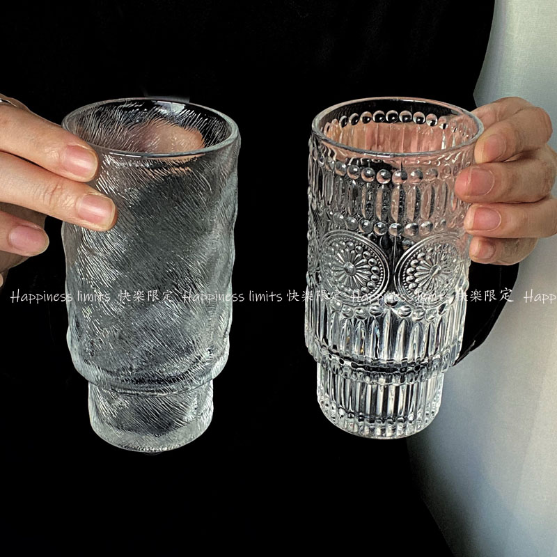 网红ins浮雕太阳花可叠玻璃杯