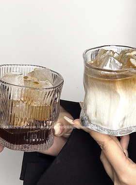 小众ins风不规则扭扭杯玻璃水杯家用女生高级感酒杯饮料咖啡杯子