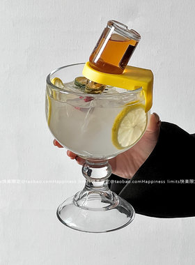 鸡尾酒卡扣杯网红同款创意玻璃杯倒扣高脚杯啤酒杯扎啤杯个性酒杯