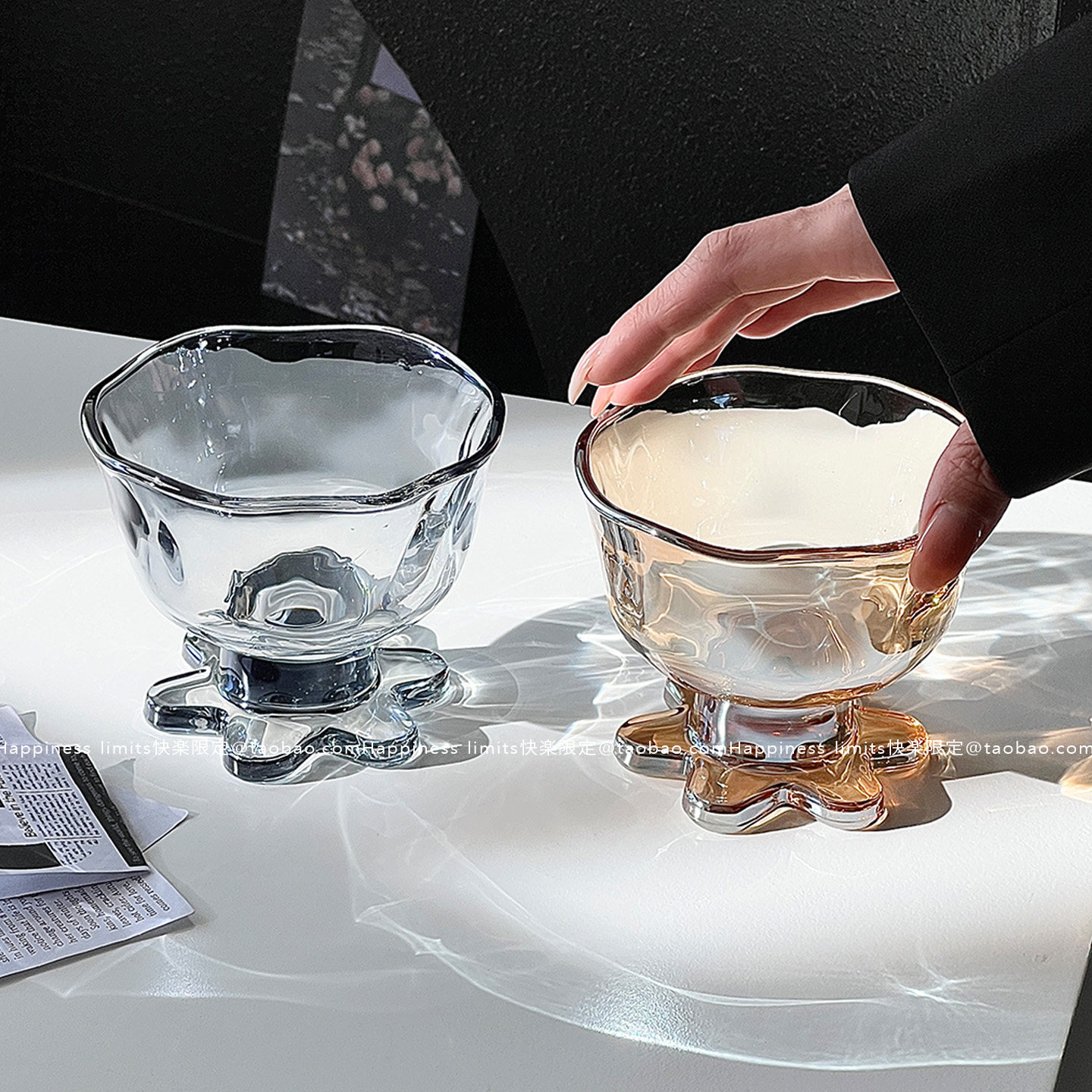 ins花朵雪糕杯 创意冰淇淋杯子布丁酸奶甜品杯玻璃杯燕麦碗早餐杯