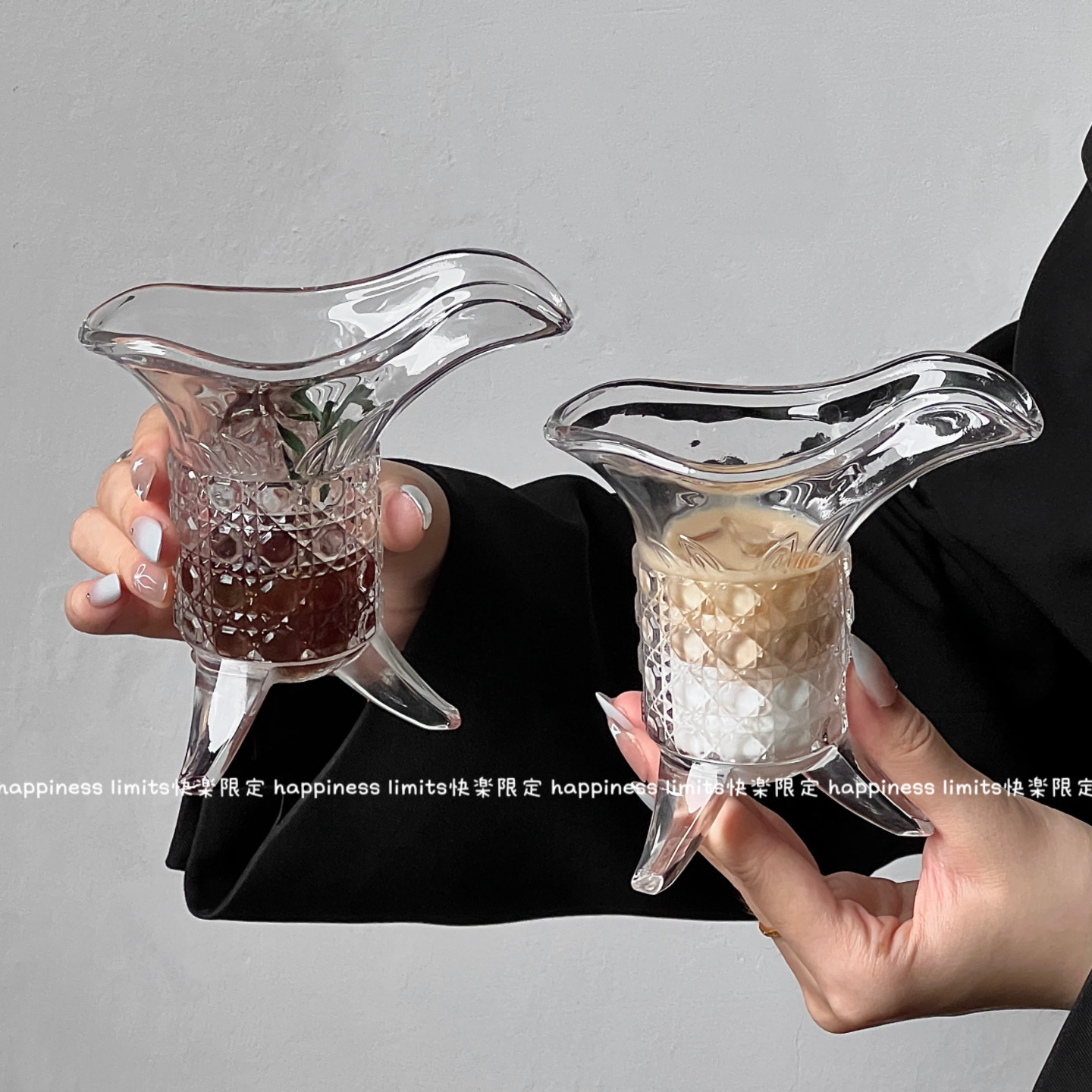 帝王杯冰美式拿铁咖啡杯Ins风创意搞怪三足爵杯玻璃杯奶茶杯酒杯