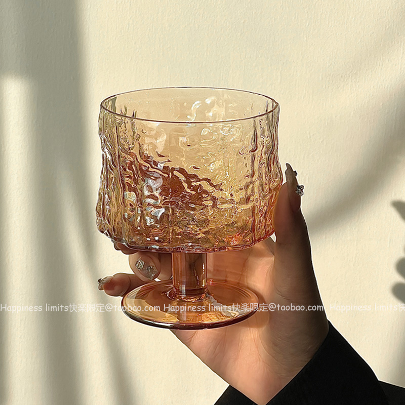 树皮高脚杯中古小众设计感家用