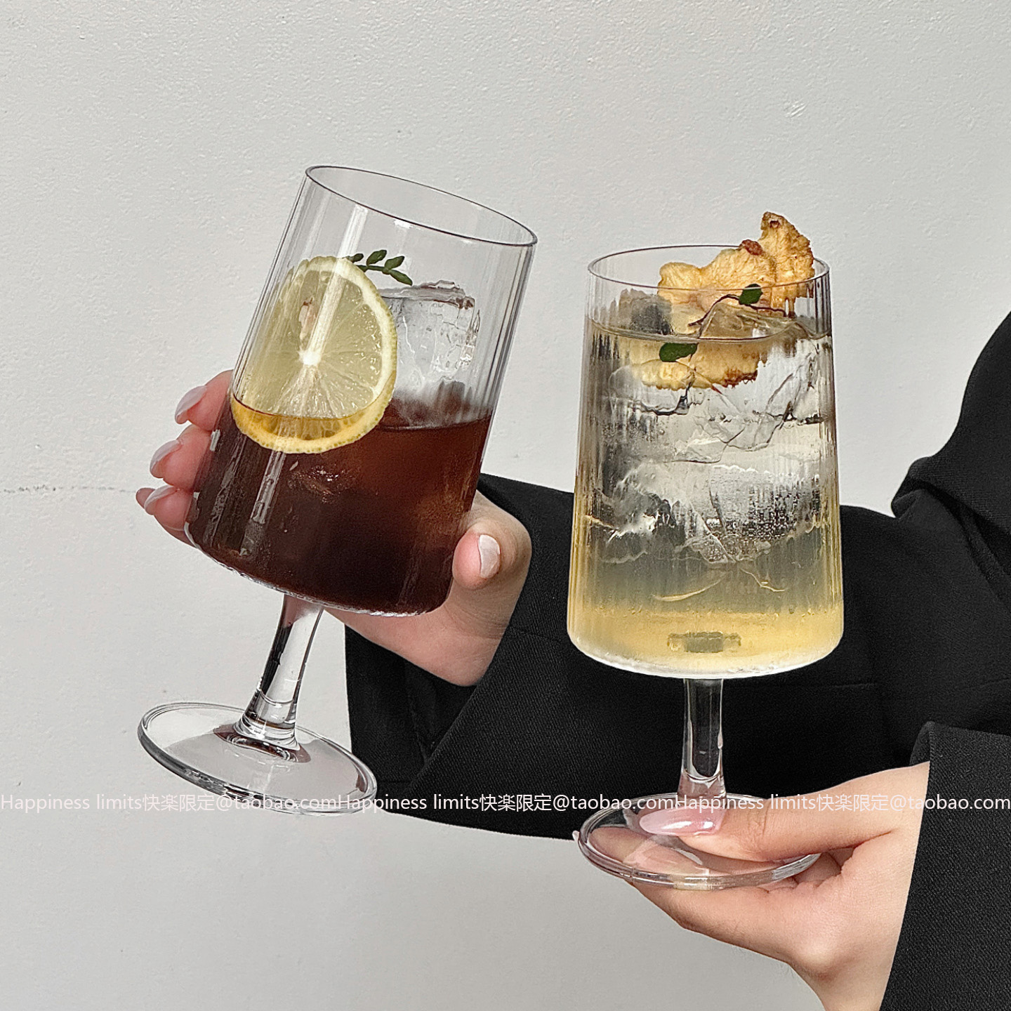 高级感ins网红简约条纹饮品杯冷饮杯沙冰杯咖啡杯果汁鸡尾酒杯子