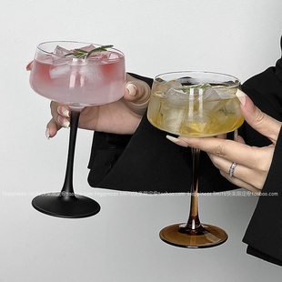 ins磨砂果汁杯女士微醺特调杯木村高脚水晶塔杯鸡尾酒杯马天尼杯
