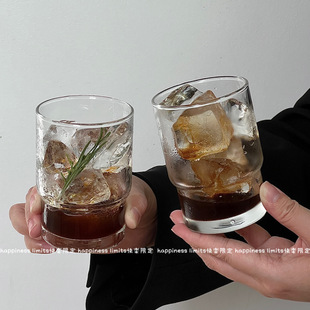 ins风透明玻璃杯高级感冰美式 咖啡杯小众简约果汁杯早餐牛奶杯