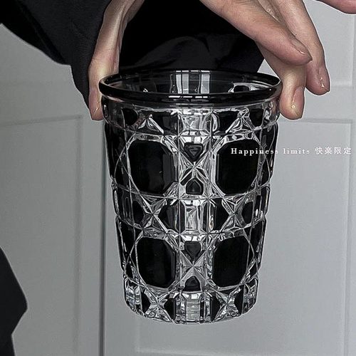 复古轻奢菱格水晶玻璃杯洋酒杯