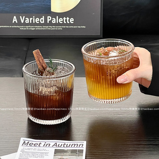 ins风高级咖啡店透明玻璃简约水杯冰拿铁咖啡杯饮品果汁杯冷饮杯