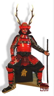 收藏日本武士盔甲名将本多忠胜真人穿甲胄家居榻榻米餐厅酒店装饰