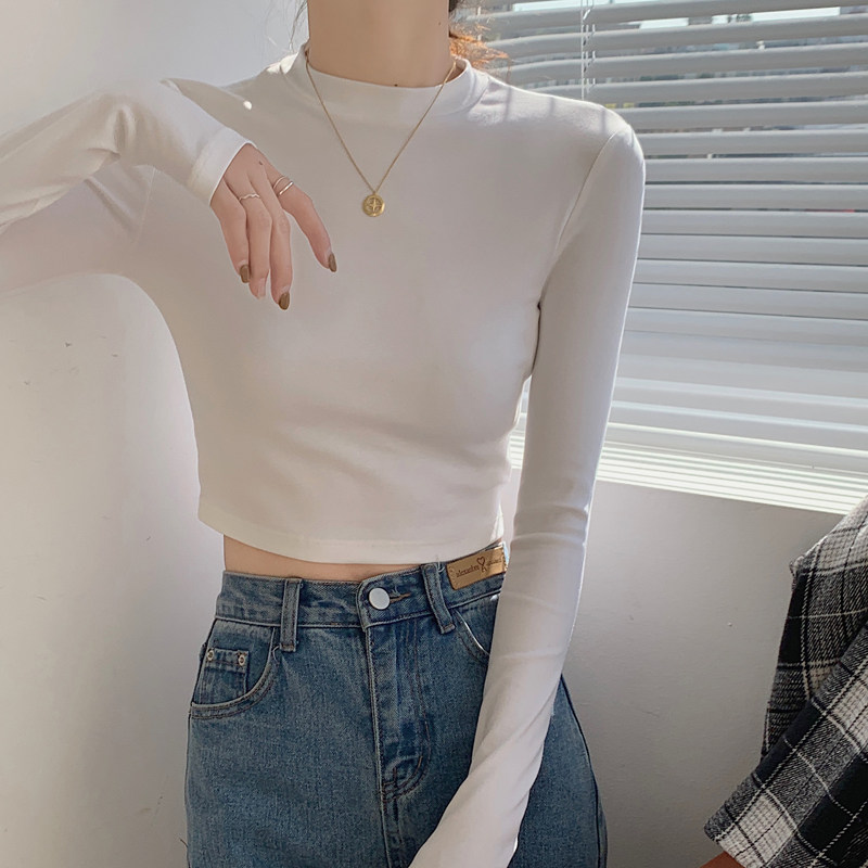 高腰短款打底衫t恤2025春秋冬新款修身百搭内搭长袖小心机上衣女,女装/女士精品,T恤,淘宝优惠券,粉丝福利购,淘宝优惠卷