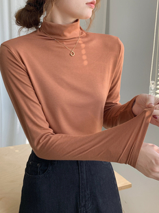 2025年春秋冬莫代尔打底衫女叠穿内搭半高领白色长袖t恤中领上衣