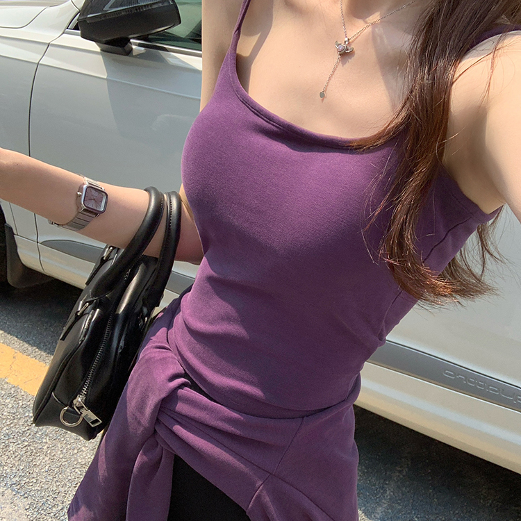 高级感韩系带胸垫无袖吊带背心女2025春夏新款长袖开衫上衣两件套