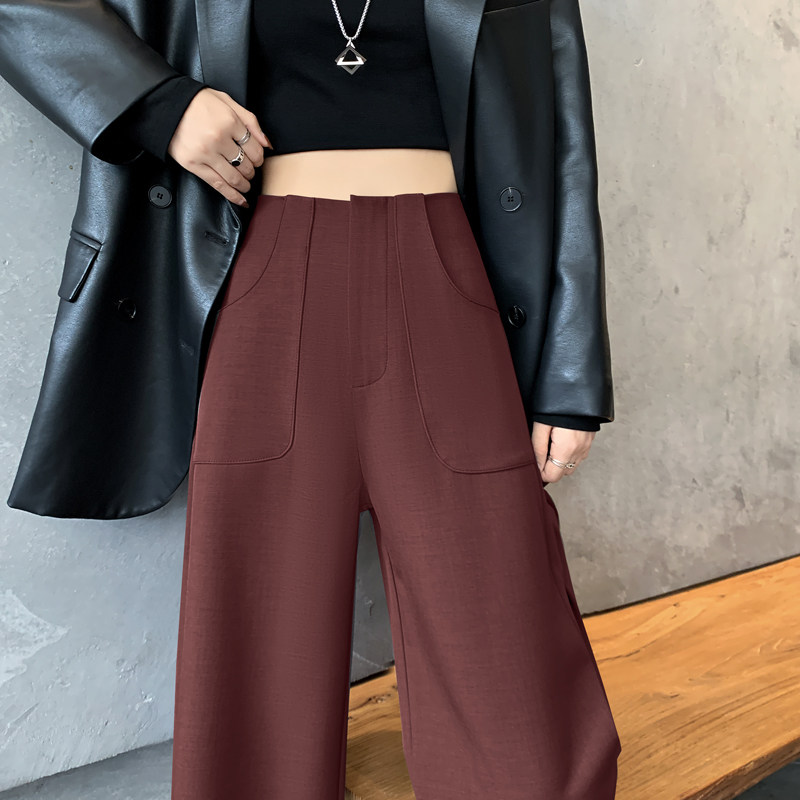 小众百搭高级感西装裤女秋季2025新款高腰直筒窄版显瘦垂感阔腿裤,女装/女士精品,休闲裤,淘宝优惠券,粉丝福利购,淘宝优惠卷