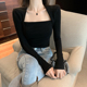 上衣打底衫 设计感小心机锁骨性感长袖 T恤女2026秋冬辣妹紧身短款
