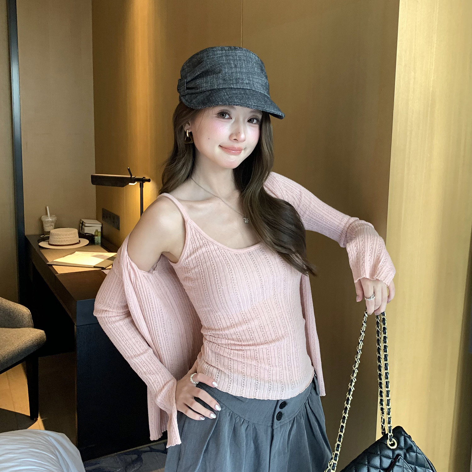 淡人早秋穿搭背心羊毛针织开衫两件套女2026新款高端气质百搭上衣