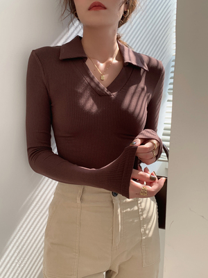 长袖纯欲风螺纹当天发货送运费险