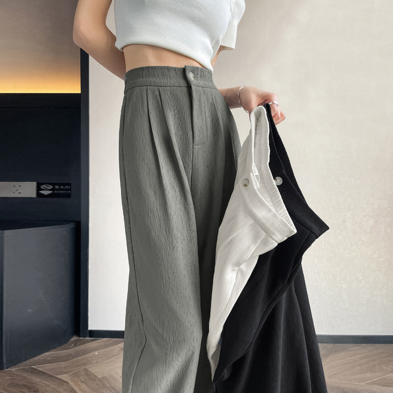 纯色肌理女裤2025春夏新款加长版直筒高腰垂感阔腿西裤小个子长裤,女装/女士精品,休闲裤,淘宝优惠券,粉丝福利购,淘宝优惠卷