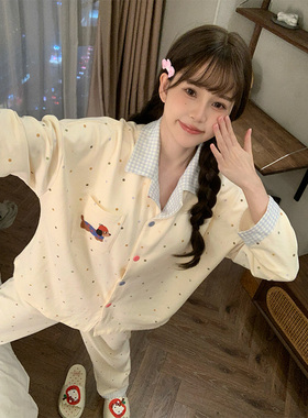 晚眠带胸垫睡衣女款春秋纯棉长袖2025年新款秋冬季大码格子家居服