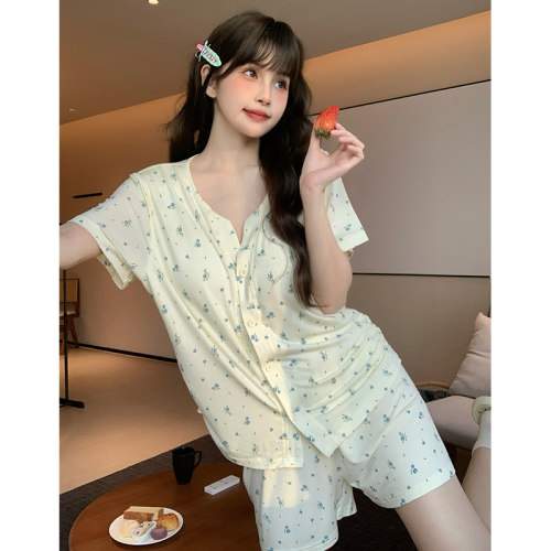 晚眠带胸垫莫代尔睡衣女夏季短袖薄款2026年新款家居服两件套装