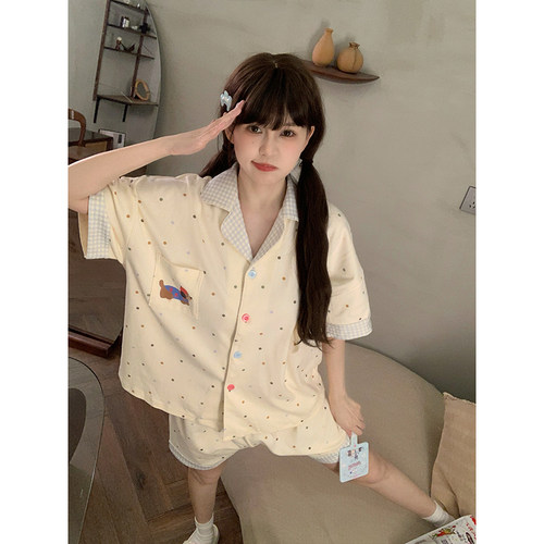 晚眠睡衣女夏带胸垫可爱
