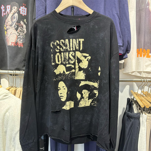 美式街头破坏档口实拍长袖T恤