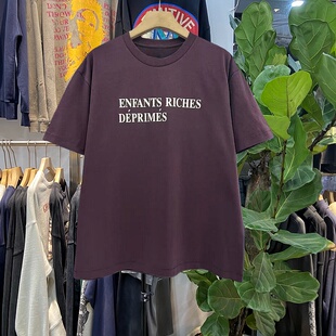 档口实拍美式ERD忧郁的富二代标语字母印花短袖T恤男女同款宽松潮