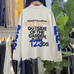 档口实拍 美式复古123数字字母印花宽松休闲长袖T恤男女情侣上衣