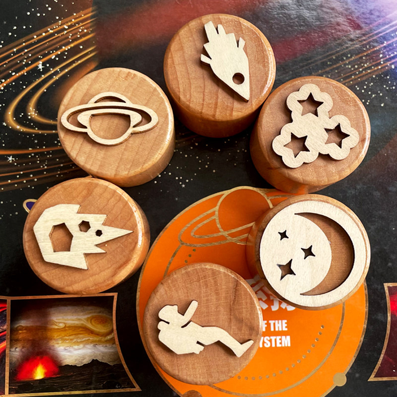 太空宇宙幼儿园早教儿童木质印章玩具天文认知星球科学益智太阳系