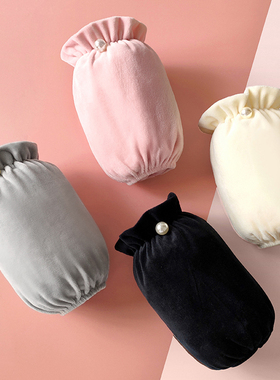 袖套女冬天短款黑白色成人保暖工作袖筒秋季可爱毛绒防污耐磨护袖