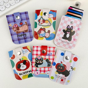 可爱抽拉式卡包超薄小巧女防磁学生卡通身份证件收纳包卡套一片式