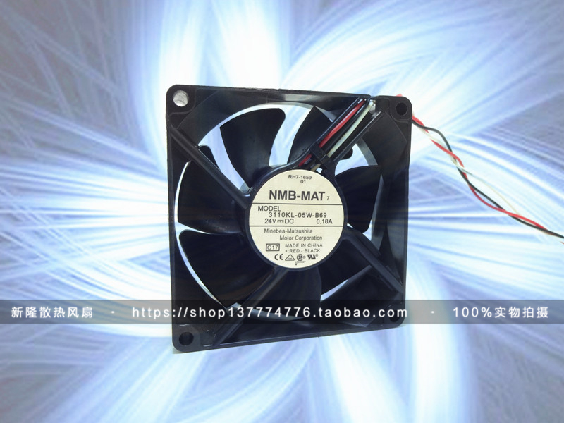 NMB 3110KL-05W-B69 8025 24V 0.18A 8cm 停转报警3线 变频器风扇